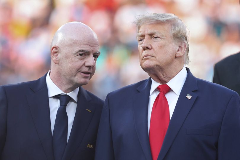 EAST RUTHERFORD, NEW JERSEY - JULY 19: FiFA President Gianni Infantino and Donald Trump, President of the United States of America during the FIFA World Cup 2026 Final match between Spain and Argentina at New York New Jersey Stadium on July 19, 2026 in East Rutherford, United States. (Photo by Rob Newell - CameraSport via Getty Images)