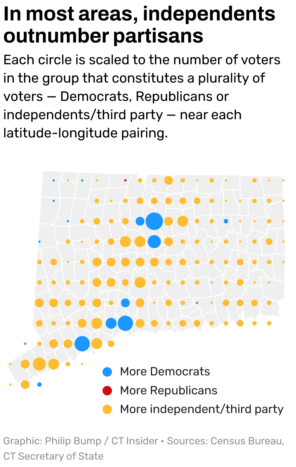 Connecticut isn't as blue as it looks. The voter map explains why: Philip Bump