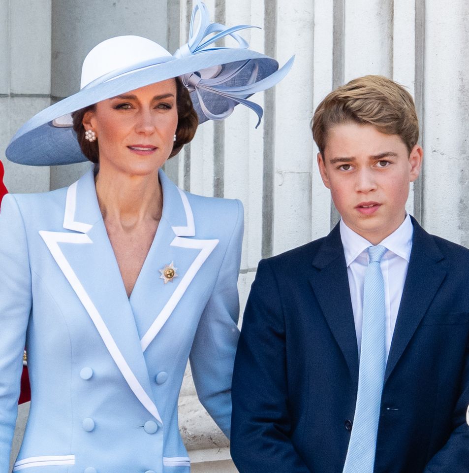 Catherine, Princess of Wales and Prince George of Wales on the balcony of Buckingham Palace during Trooping The Colour on June 13, 2026 in London, England.