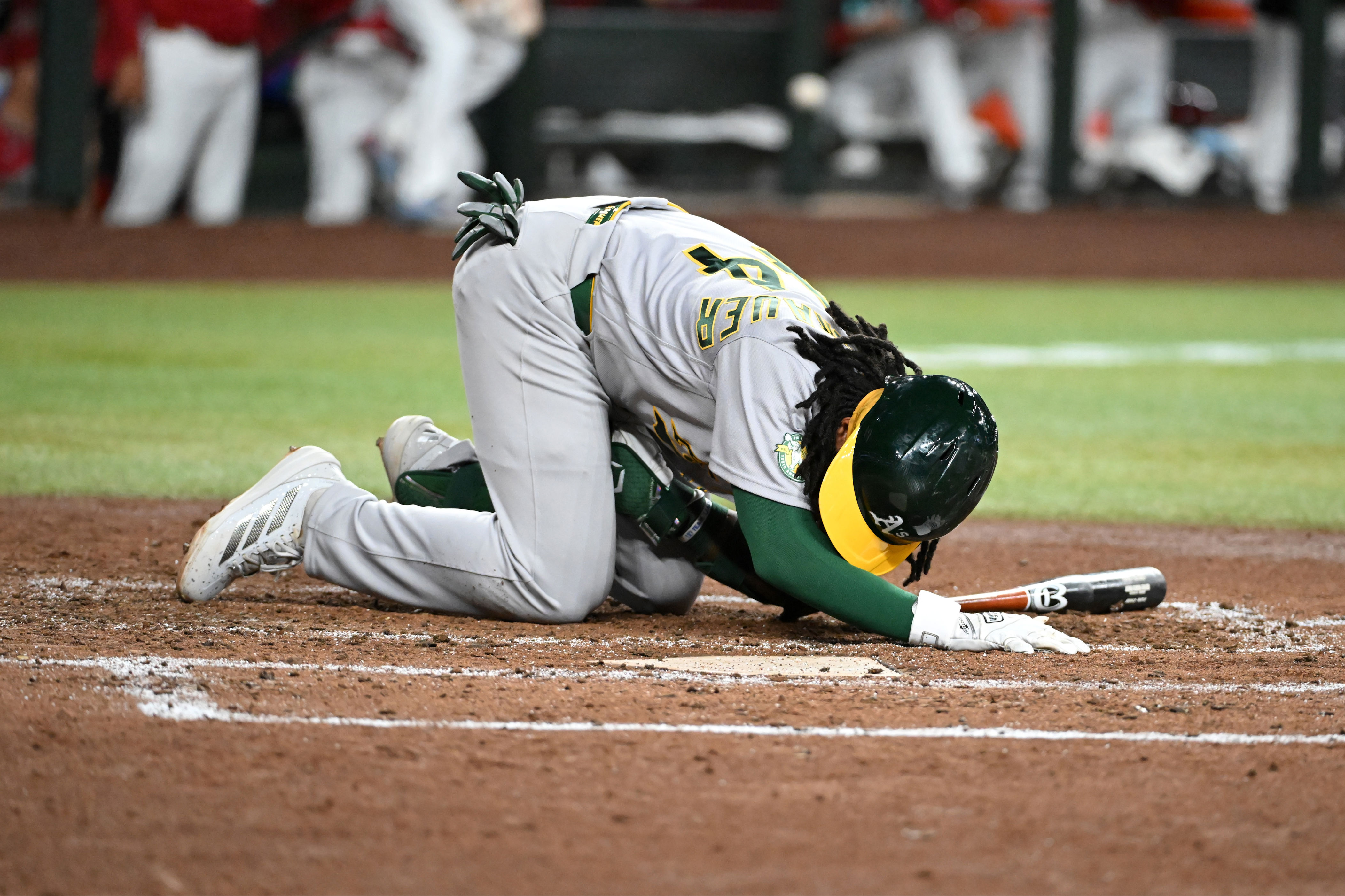 A’s infielder Joshua Kuroda-Grauer gets surgery for ruptured testicle after brutal foul tip