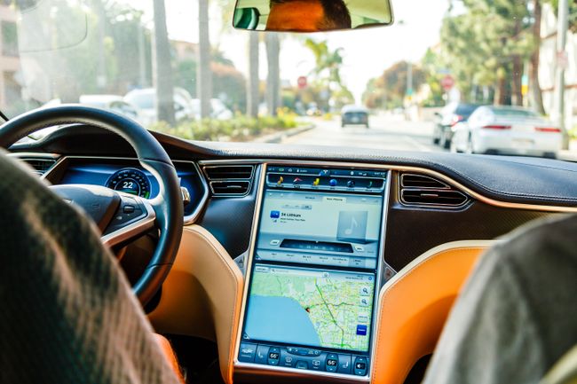 Cockpit of Tesla Model S car