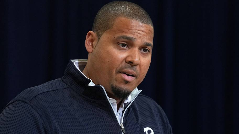 Chicago Bears general manager Ryan Poles speaks at the NFL Scouting Combine at the Indiana Convention Center.