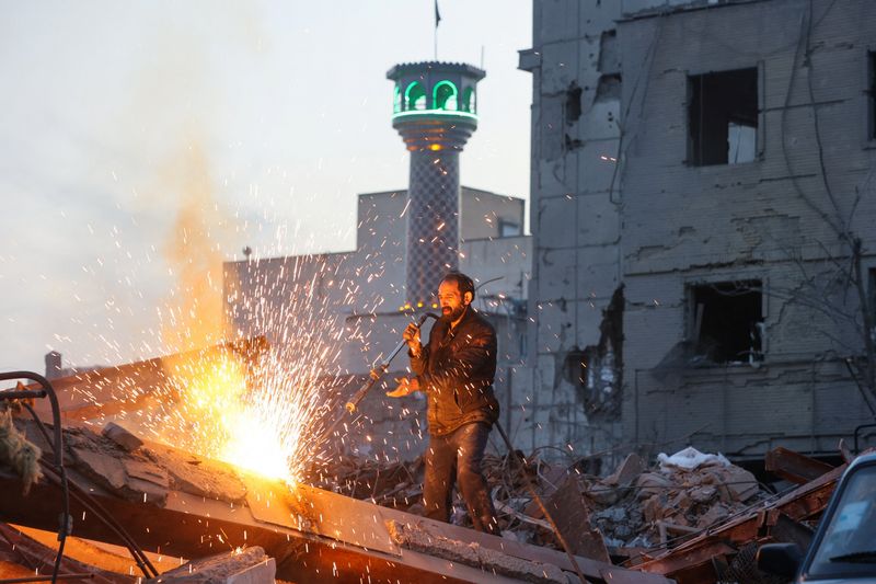Aftermath of an Israeli and the U.S. strike on a police station in Tehran