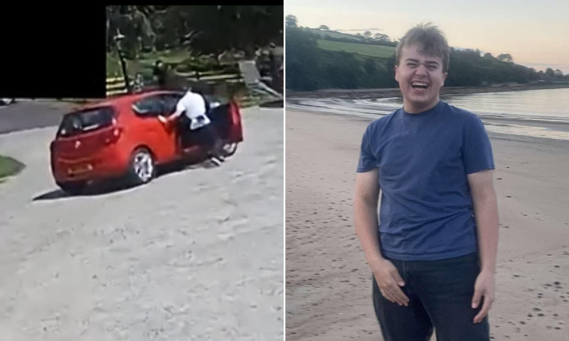 Moment hero teen jumps into rolling car and pulls handbrake avoiding collision by seconds