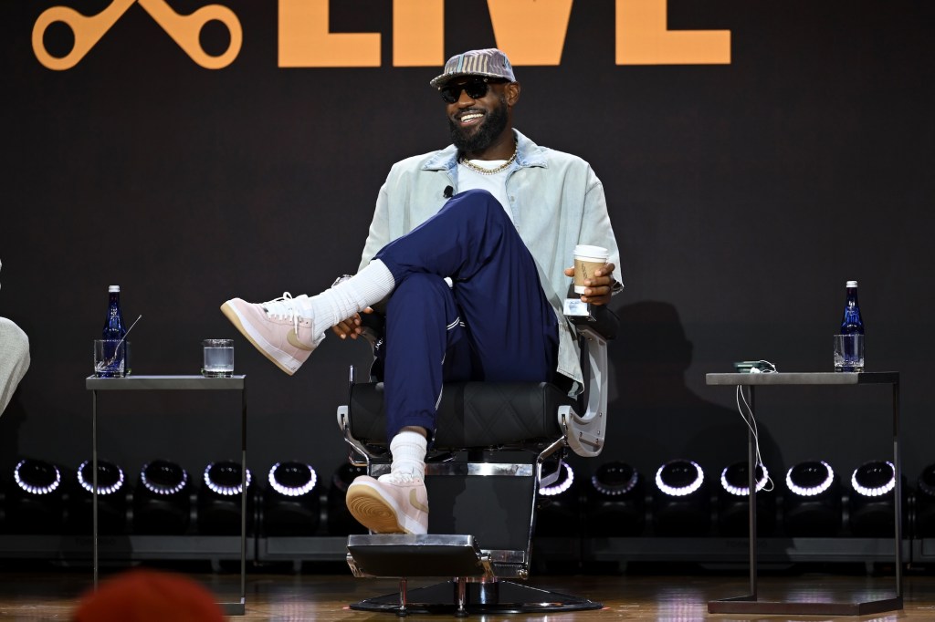 NEW YORK, NEW YORK - JULY 17: LeBron James speaks onstage during The Shop Live panel at Fanatics Fest NYC 2026 at Jacob Javits Center on July 17, 2026 in New York City. (Photo by Roy Rochlin/Getty Images for Fanatics)