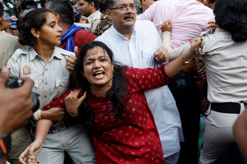 Protest outside Indian PM Modi's residence in New Delhi