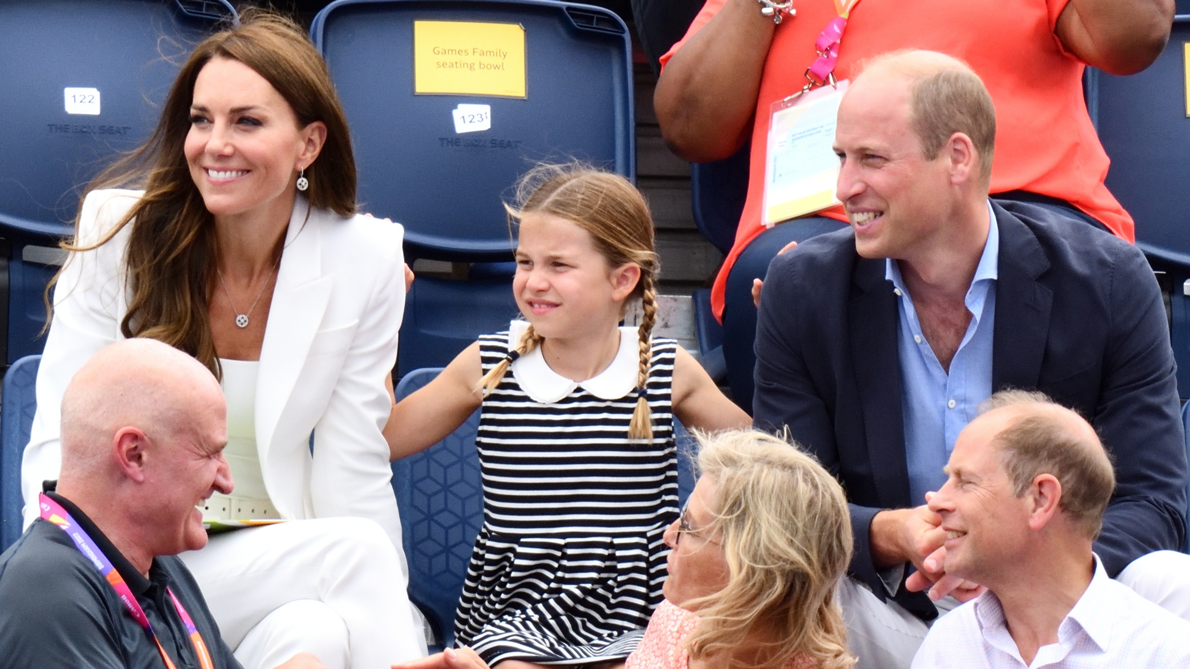 Prince William, Catherine, Princess of Wales accompanied by Princess Charlotte, attending the Commonwealth Games 2022