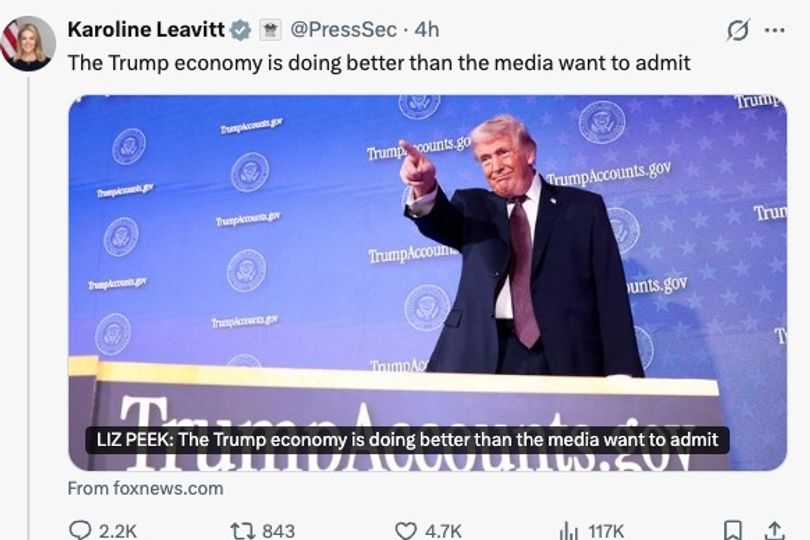Karoline shared a Fox News article accusing the media of lying about the economy