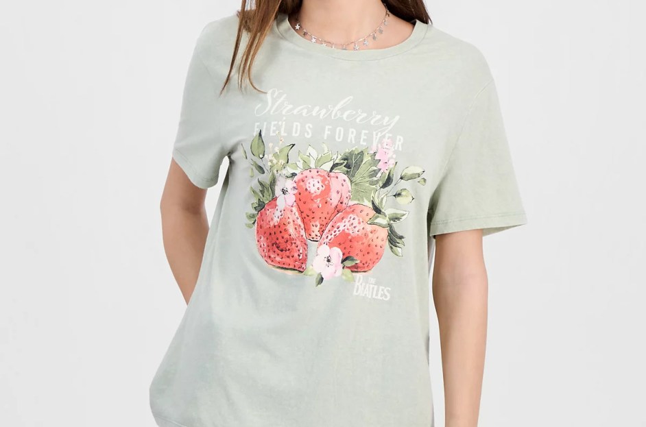 Juniors The Beatles Mineral-Wash Band Tee Strawberry Fields Forever Buy Online