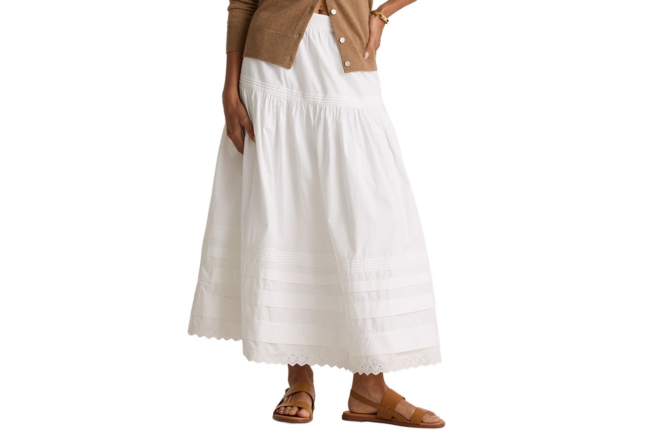 Quince 100% Organic Cotton Poplin Pintuck Maxi Skirt