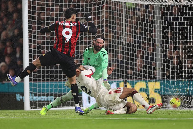 Alisson against Andoni Iraola's Bournemouth last season