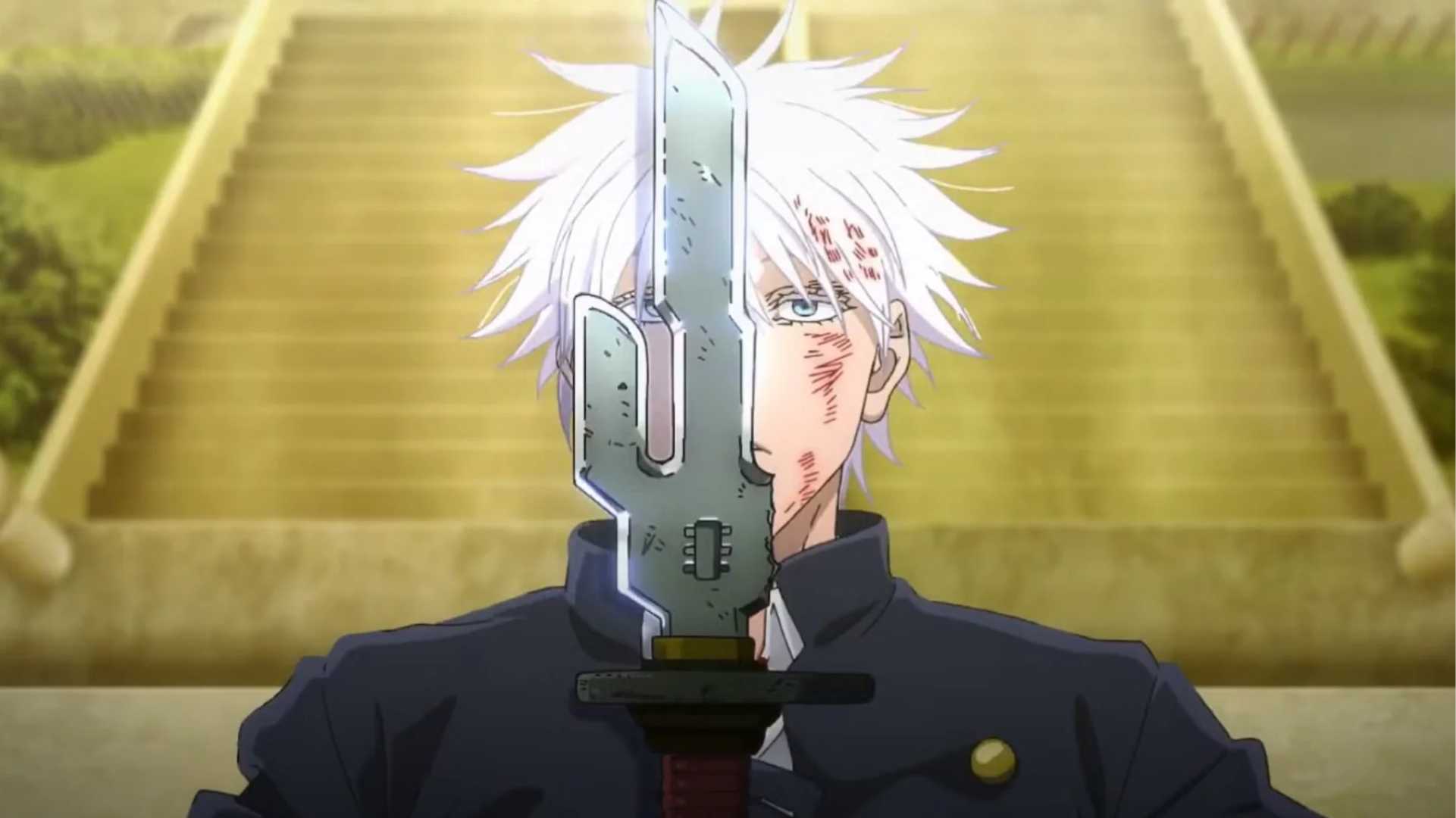 Satoru Gojo with the Inverted Spear of Heaven in Jujutsu Kaisen anime