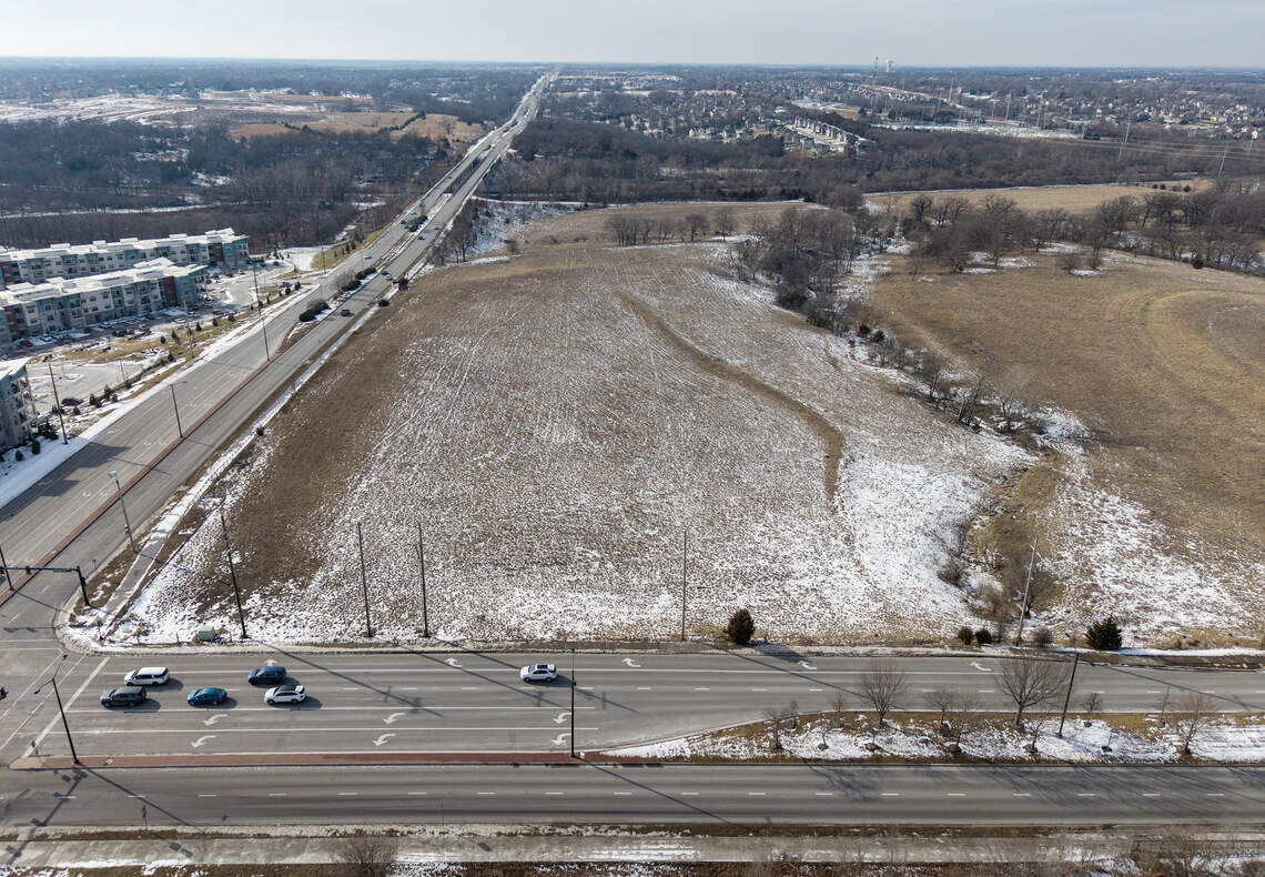 Officials are considering a new Kansas City Chiefs training facility on 165 acres of undeveloped land at College Boulevard and Ridgeview Road, which was seen on Monday, Feb. 2, 2026, in Olathe.
