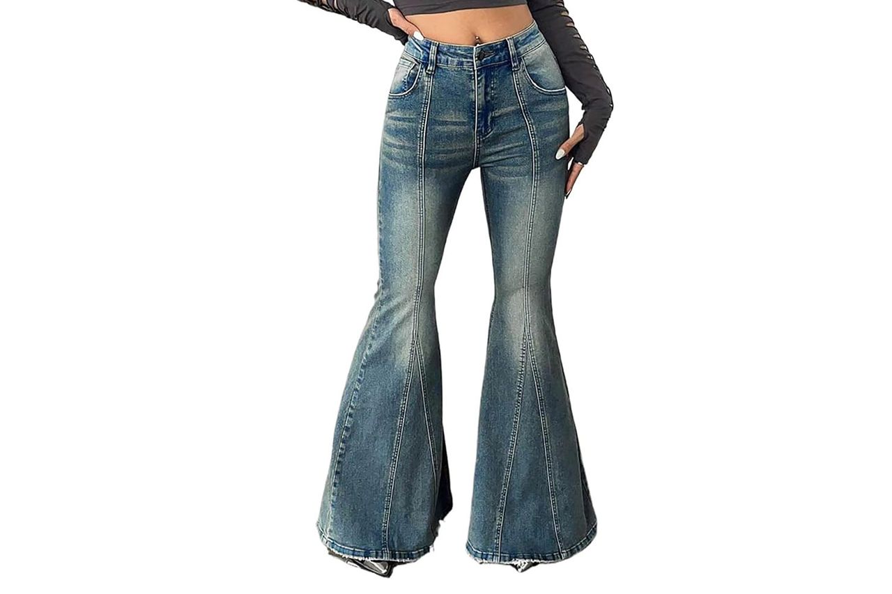 Bell Bottom Jeans for Women High Waisted Stretchy Ripped Denim Flare Pants | Classic high-waist stretch flare jeans