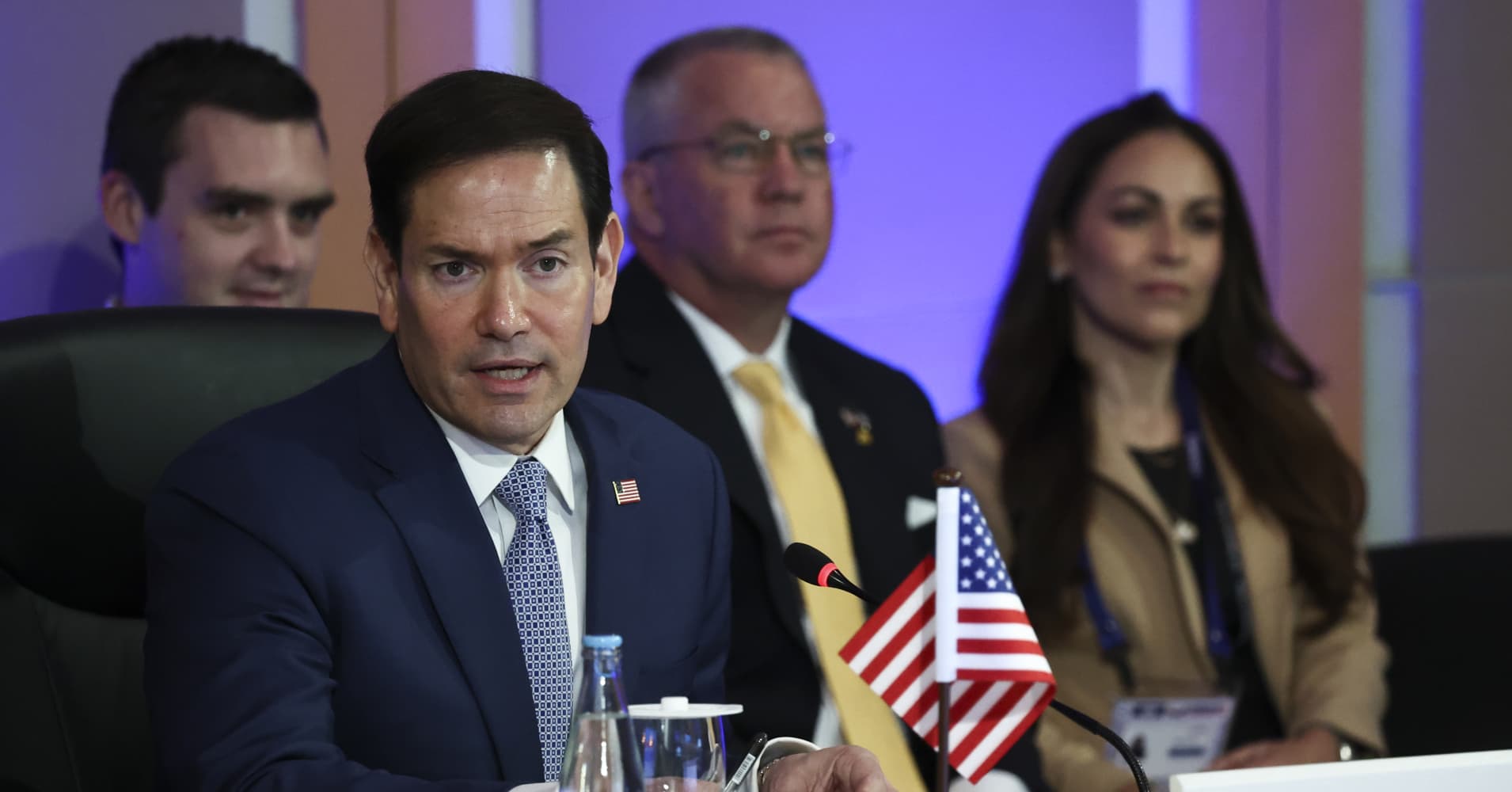 MANILA, PHILIPPINES - JULY 22: US Secretary of State Marco Rubio attends the ASEAN Post Ministerial Conference with the United States during the ASEAN Foreign Ministers' Meeting at the Philippine International Convention Center on July 22, 2026 in Pasay, Metro Manila, Philippines.