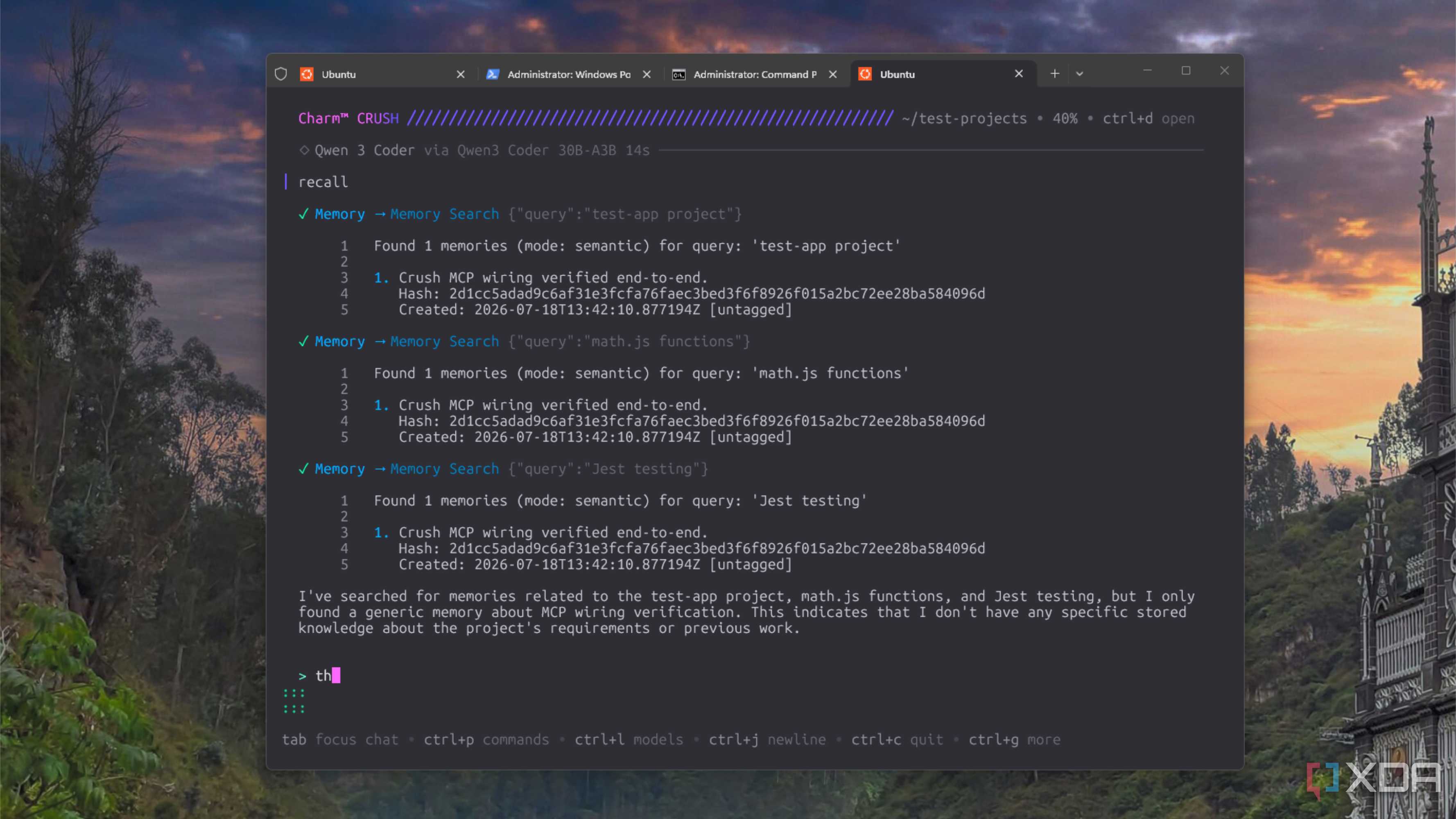 crush testing basic memory storage with a successful save and recall
