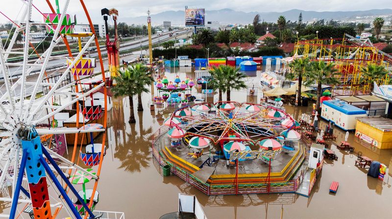 Aftermath of heavy rainfall caused by a weather front, in La Serena