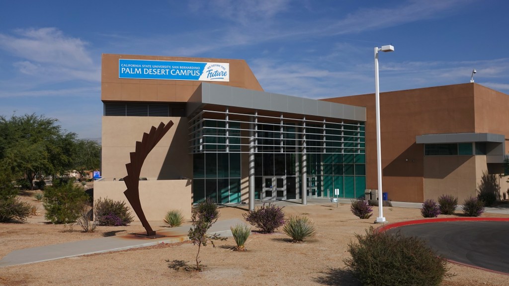 Palm Desert, CA / USA - November 15, 2019: Modern building with signage at the California State University San Bernardino - Palm Desert Campus