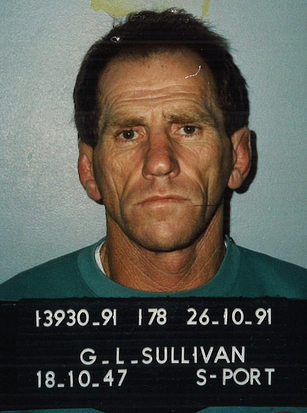 Garry Sullivan is pictured in a mug shot. The former rugby league star has been charged with allegedly shooting three men in a 1994 armed robbery