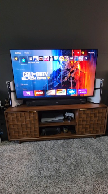 New game room upgrade with a wall mounted TV setup