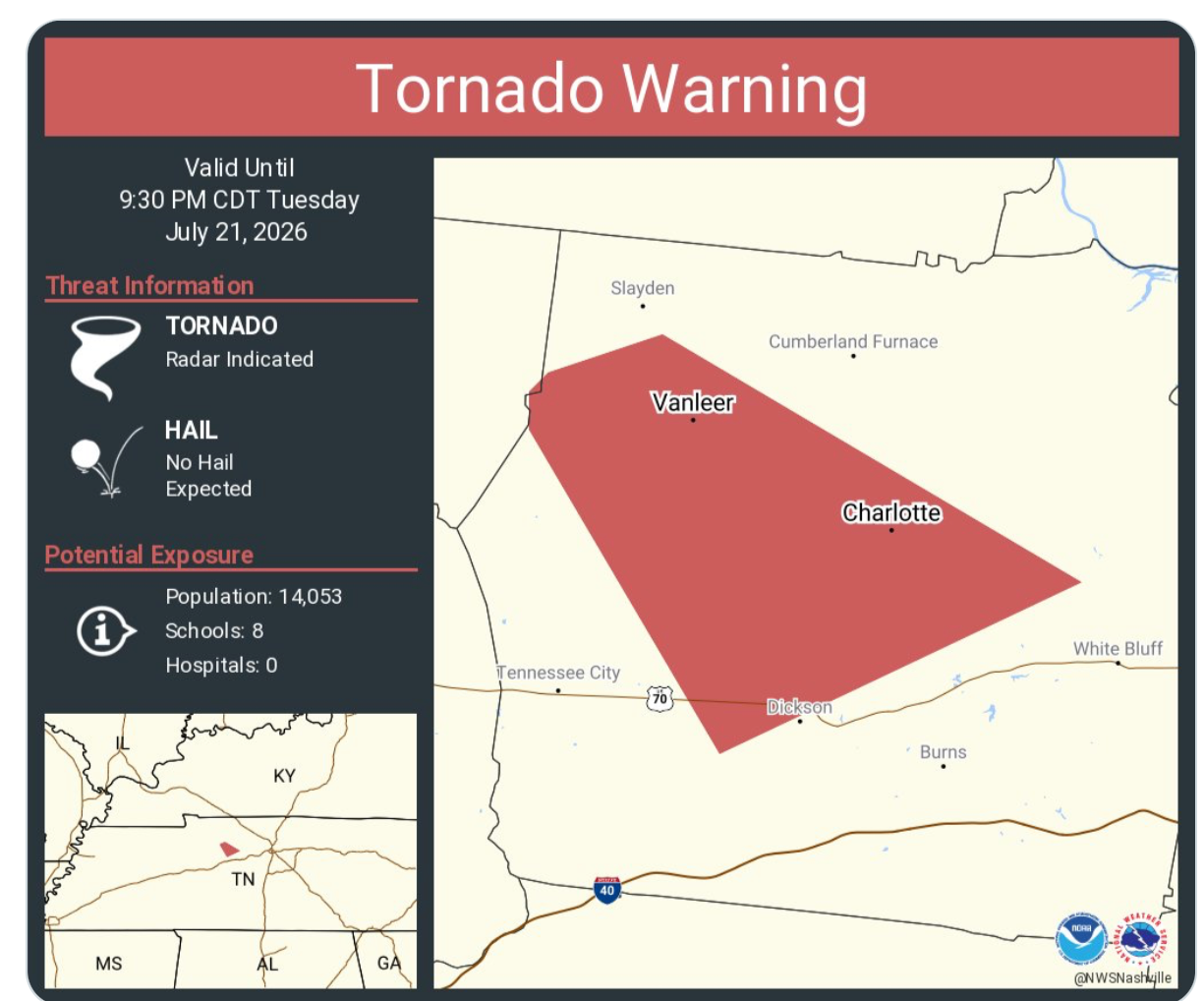 Flash flood and severe storm warnings hit Middle Tennessee, Nashville