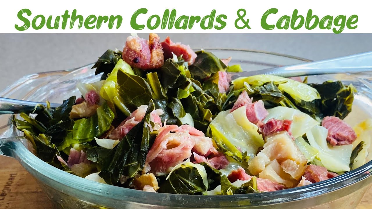 Southern mixed greens with collard greens cabbage and bacon