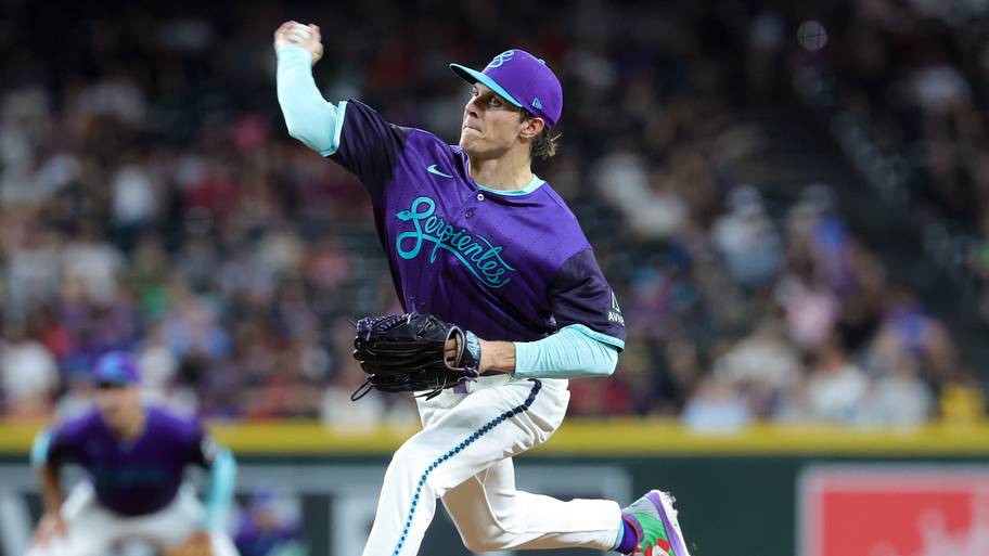 Jun 19, 2026; Phoenix, Arizona, USA; Arizona Diamondbacks pitcher Drey Jameson against the Minnesota Twins at Chase Field