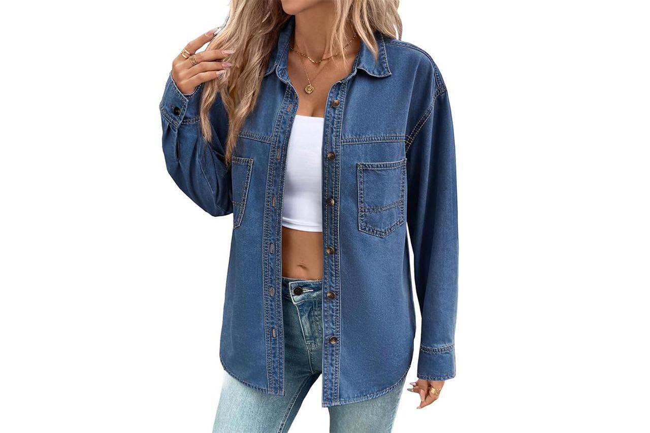 Sidefeel Denim Shirts Oversized Long Sleeve