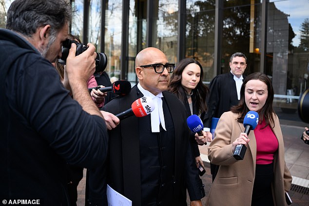 Pictured, Wilson's barrister David Sibtain SC leaves court after the verdict