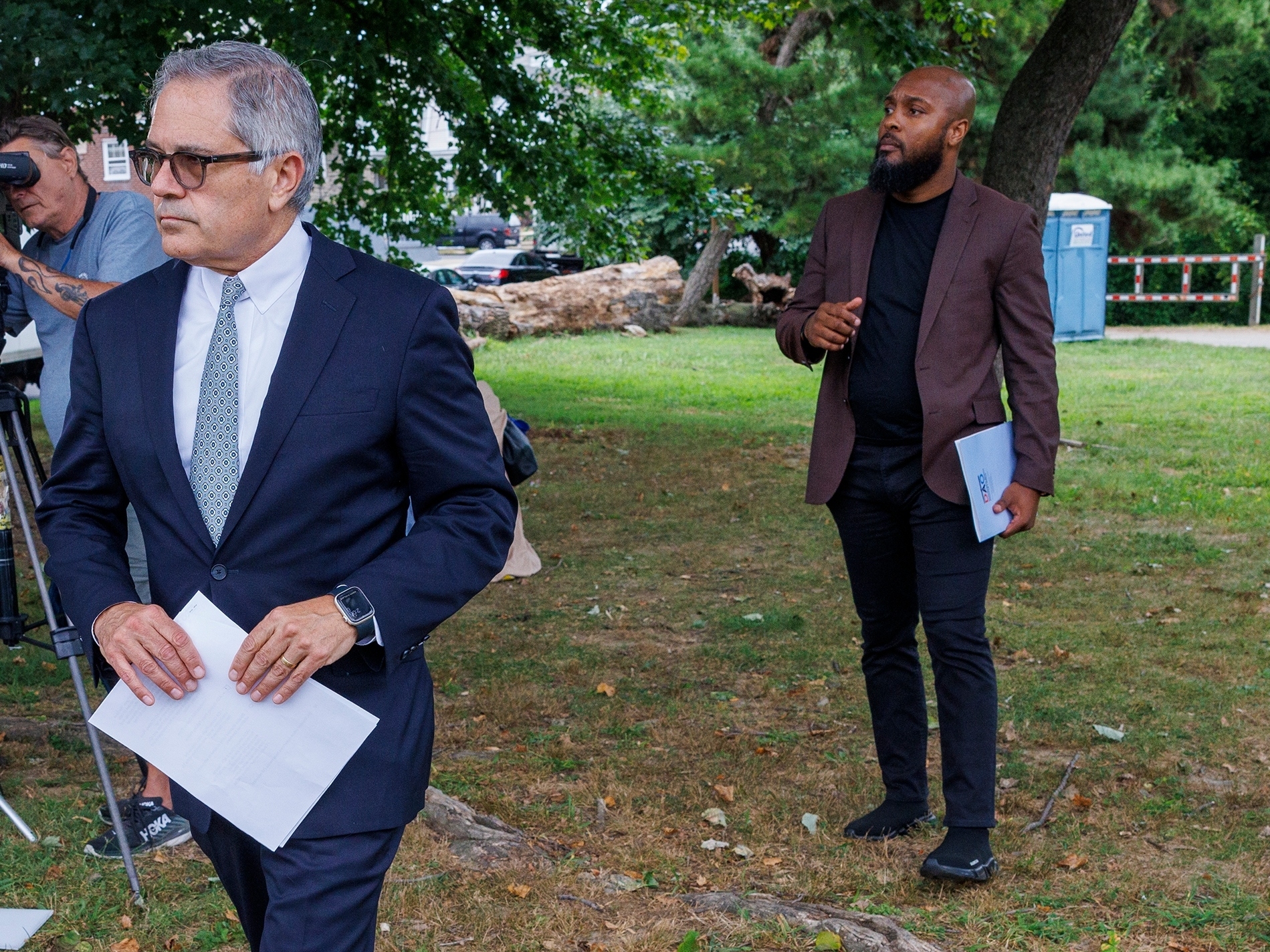 G. Lamar Stewart (right), the chief of external engagement and government affairs in the District Attorney's Office, has worked for Larry Krasner since 2019.