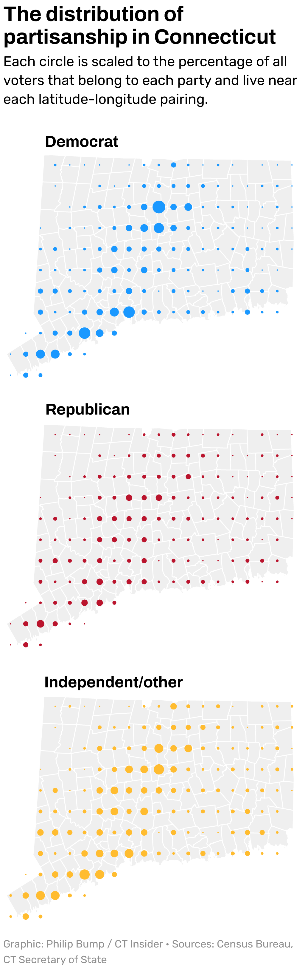 Connecticut isn't as blue as it looks. The voter map explains why: Philip Bump