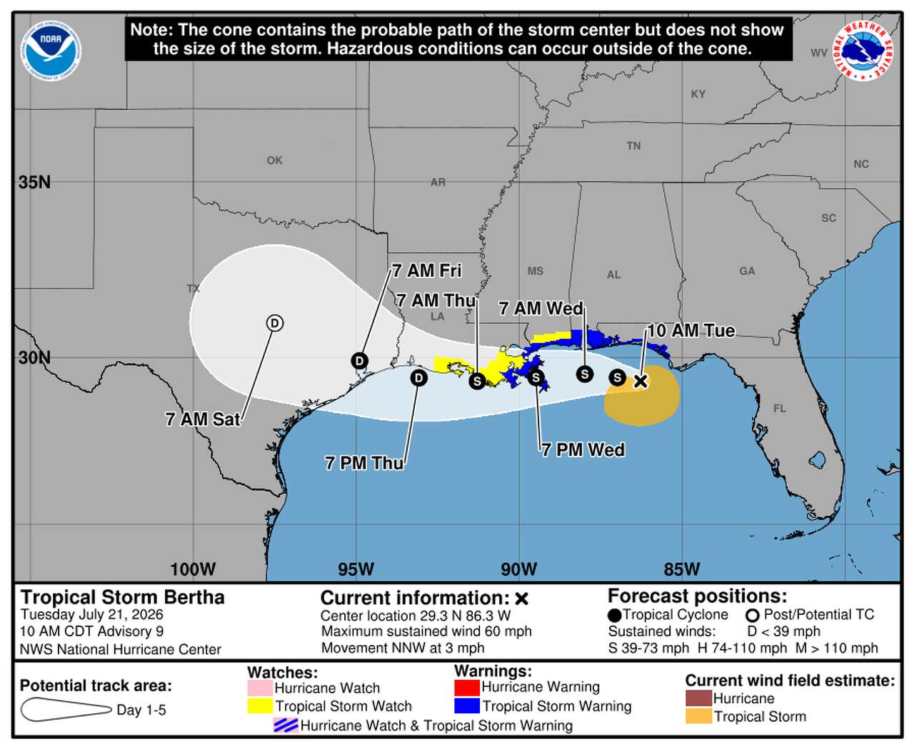 Tropical Storm Bertha is headed to Texas. Here's how to decode the hurricane forecast.