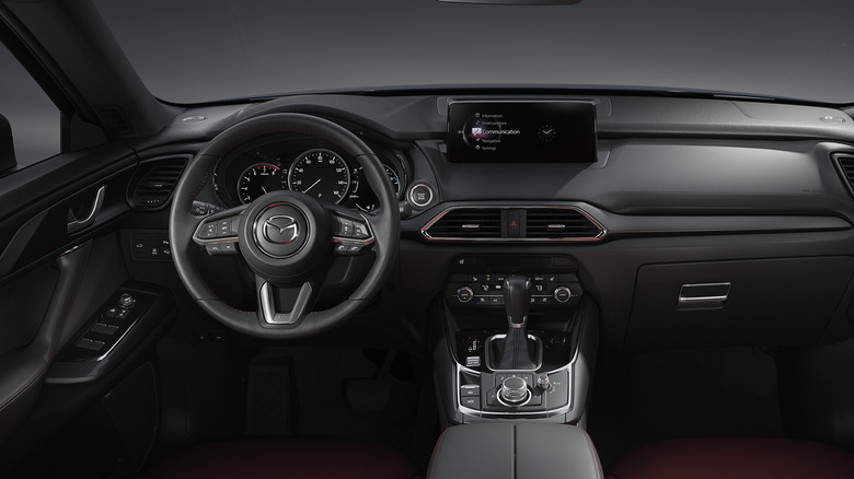 The interior of a 2023 Mazda CX-9 in a studio setting