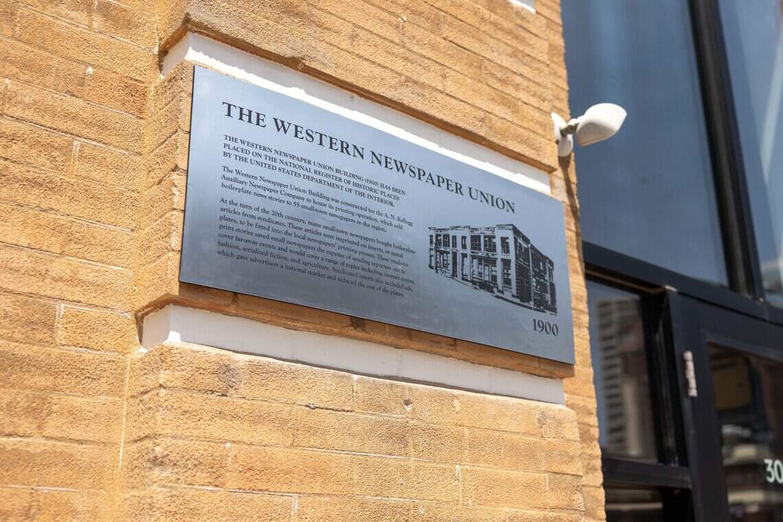 The Western Newspaper Union building on Tuesday, July 21, 2026. This century year old building is at risk of getting demolished to make way for a 20-story data center.