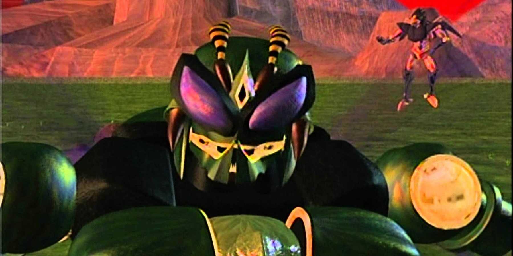 Waspinator in Beast Wars in front of Airazor.