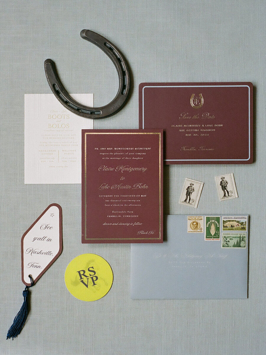 Claire collaborated with Locket Events Co. to design the themed stationery suite. Image: Rachel Fugate Photography