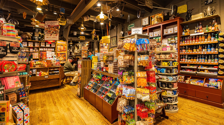 Interior of Cracker Barrel Country Store, showing old-fashioned merchandise and soda