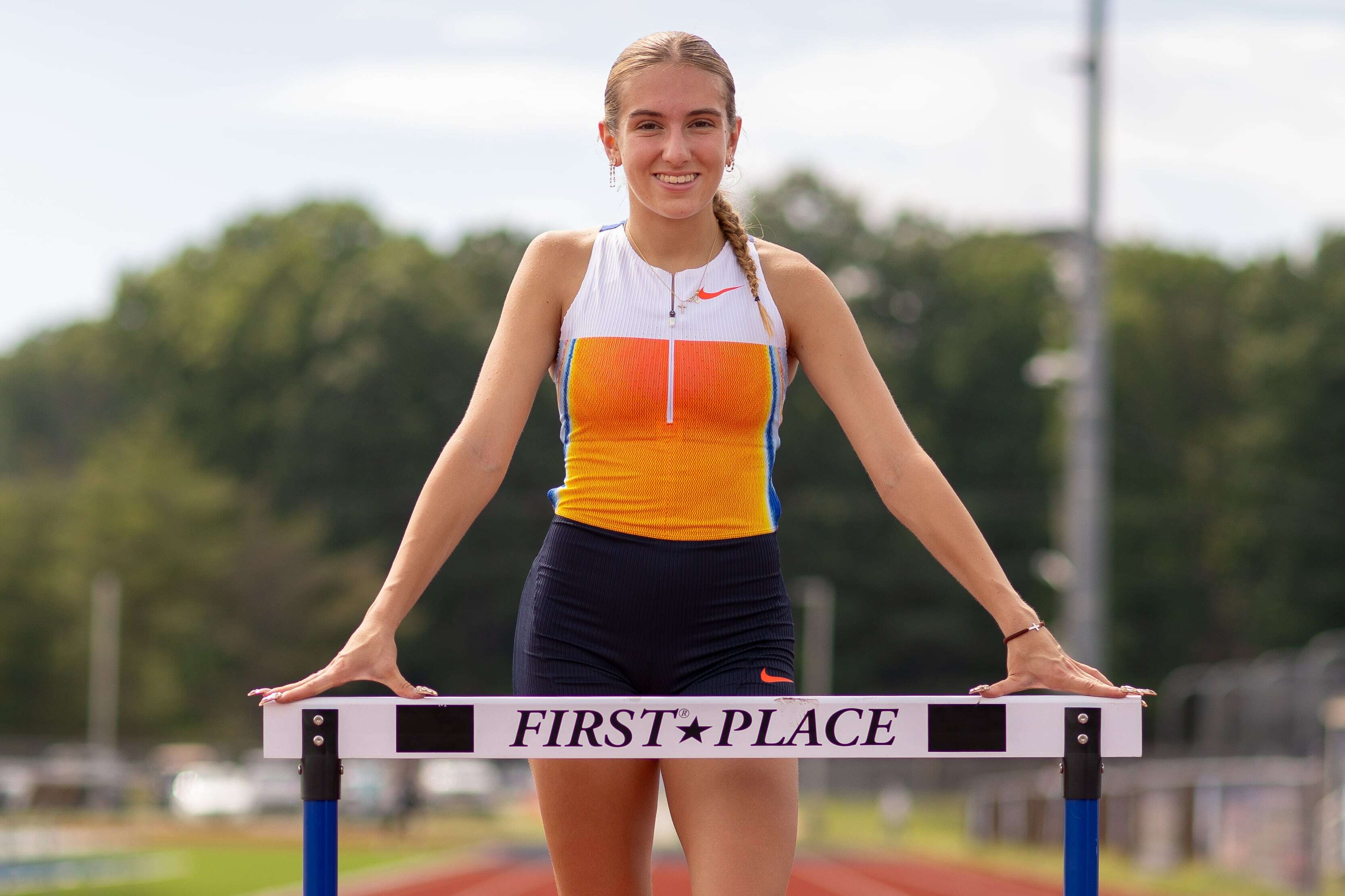 Natalie Dumas of Eastern on the track at Eastern High School in Voorhees, NJ on Wednesday, May 27, 2026.