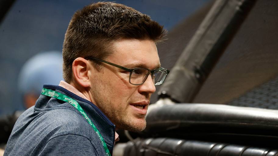 Tampa Bay Rays president Erik Neander during the ALDS workout day.