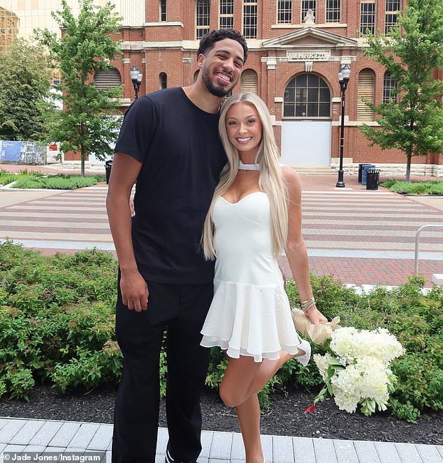 NBA star Tyrese Haliburton and his college sweetheart Jade Jones tied the knot on Tuesday