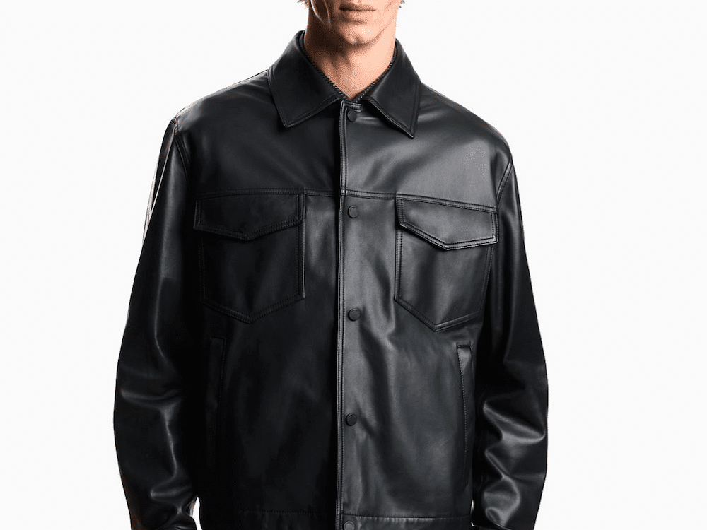 Emporio armani man's outerwear leather jacket