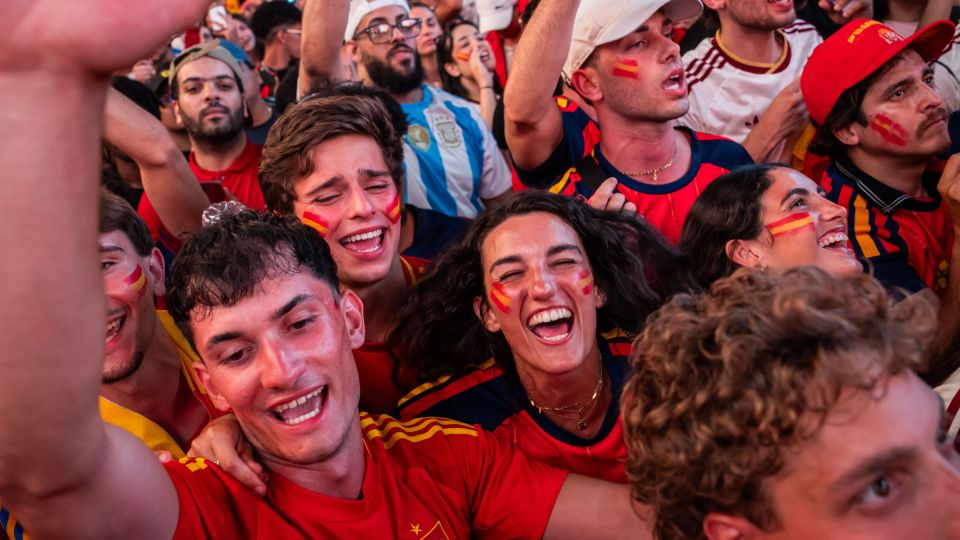 Spain fans celebrate in Times Square after the FIFA World Cup 2026 Final between Spain and Argentina on July 19, in New York City. - Adam Gray/Getty Images