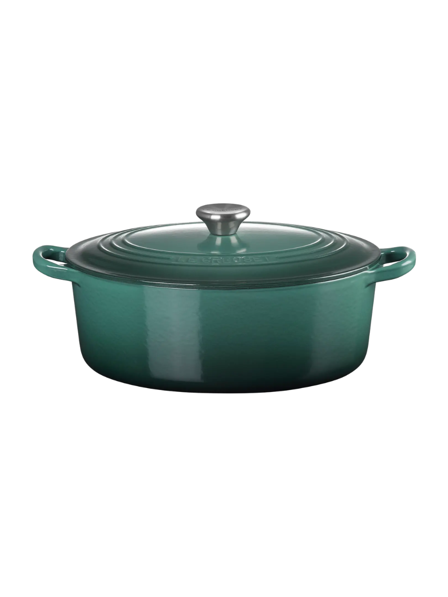 Traditional 8-Quart Oval Enamel Cast Iron Dutch Oven With Lid