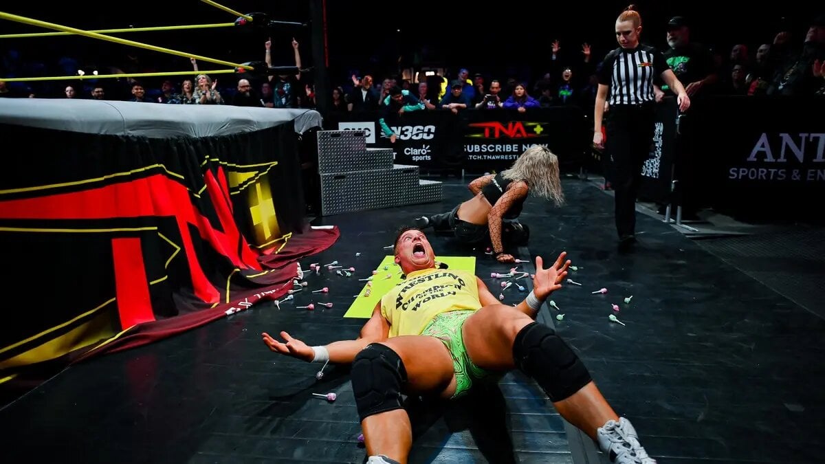 Ryan Nemeth fell victim to Mara Sadé’s favorite lollipops in a hardcore match (TNA Wrestling)
