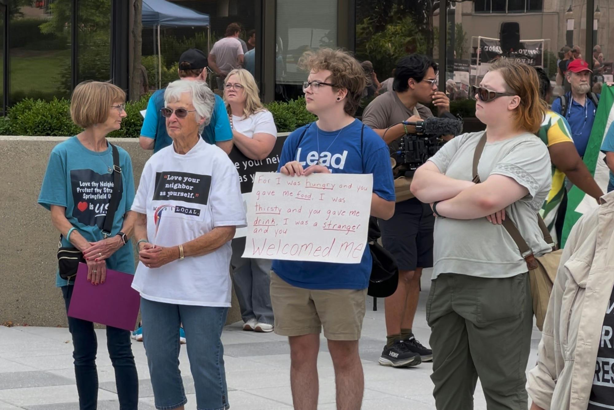 People attend a rally in support of Haitians on June 25, 2026, in Springfield, Ohio.