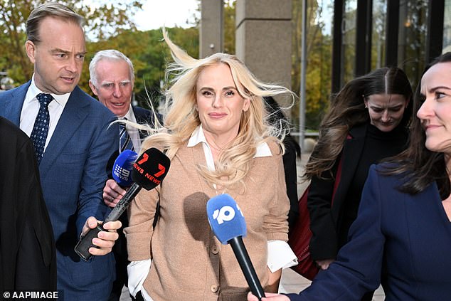Rebel Wilson (pictured in April at the Federal Court of Australia) is being sued by Australian actor Charlotte MacInnes, who played the lead role in Wilson's directorial debut film The Deb