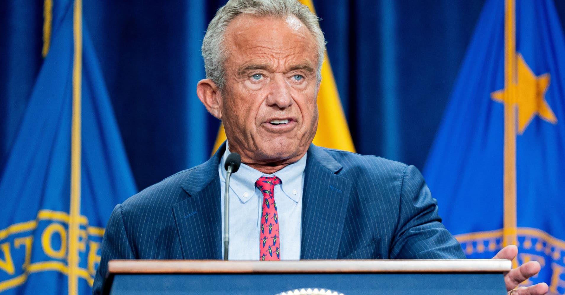 Secretary of Health and Human Services Robert F. Kennedy Jr., speaks during a press conference at the Health and Human Services headquarters in Washington, Feb. 23, 2026.