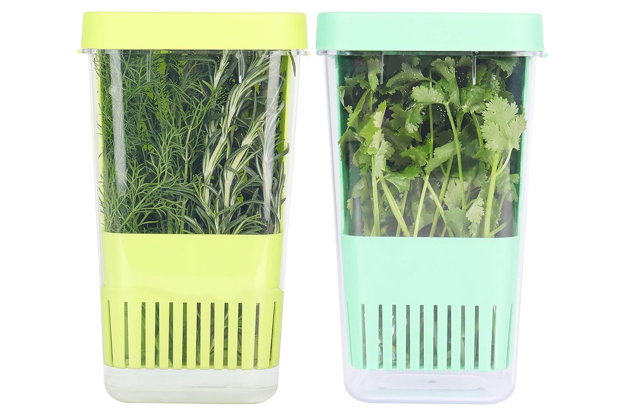 LAWNFUL 2 Pack Fresh Herb Keeper for Refrigerator, Clear BPA-Free