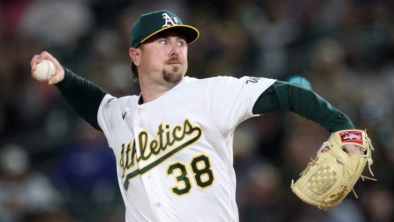 The Athletics also placed relief pitcher Mark Leiter [https://heavy.com/mlb/player/mark-leiter/] Jr. on the injured list retroactive to July 19. The right-handed pitcher suffered a second left hip impingement of the season. Through 36 appearances, Leiter Jr. carries a 0-1 record, 4.28 ERA, and 1.31 WHIP. (Photo by Ezra Shaw/Getty Images)
