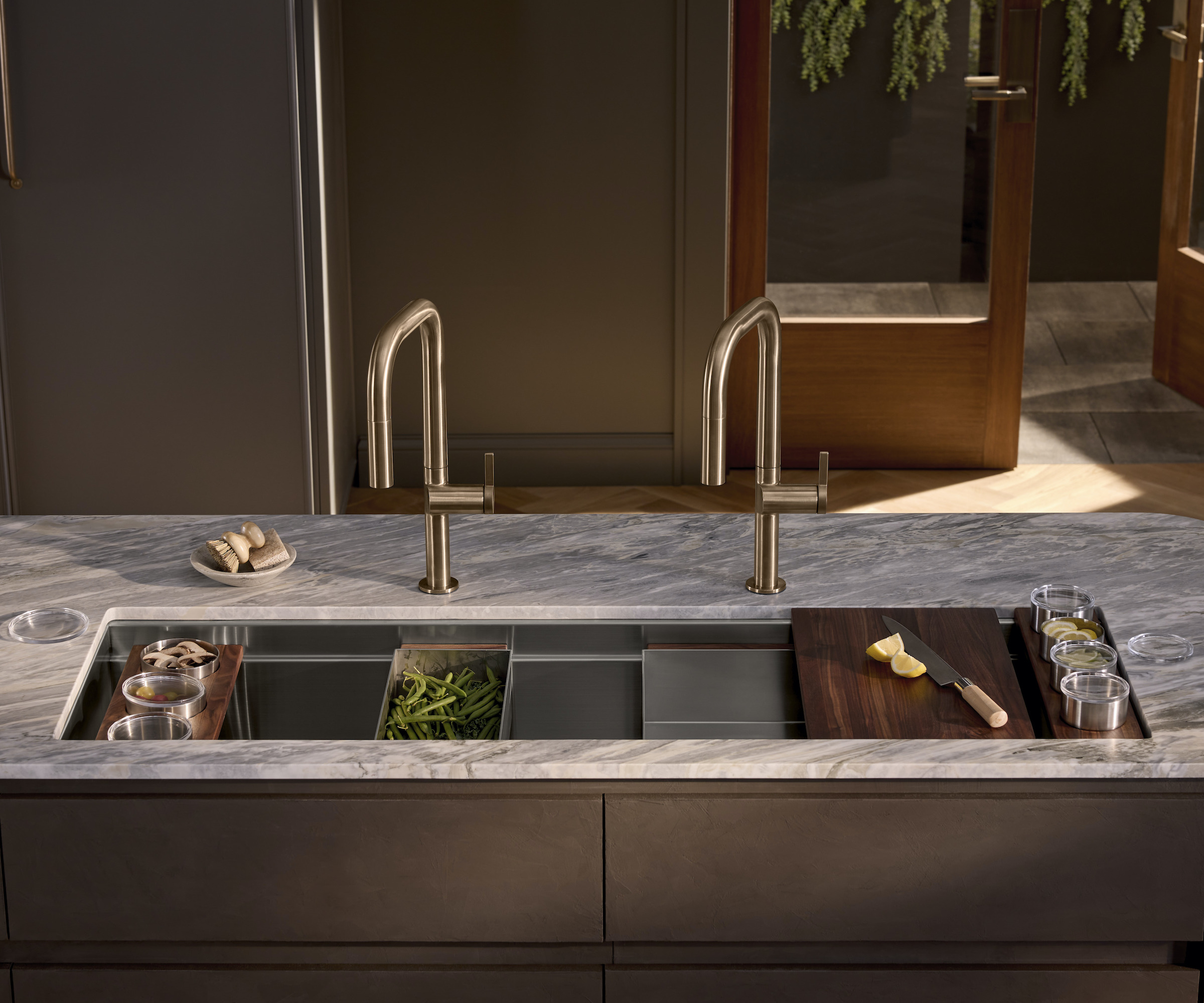 workstation sink in an island